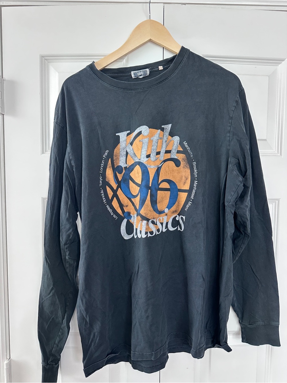 Kith Black Long Sleeve '96 Classics Graphic Tee with Orange Logo